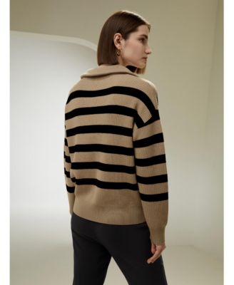 Women's Collared Quarter-Zip Wool Sweater