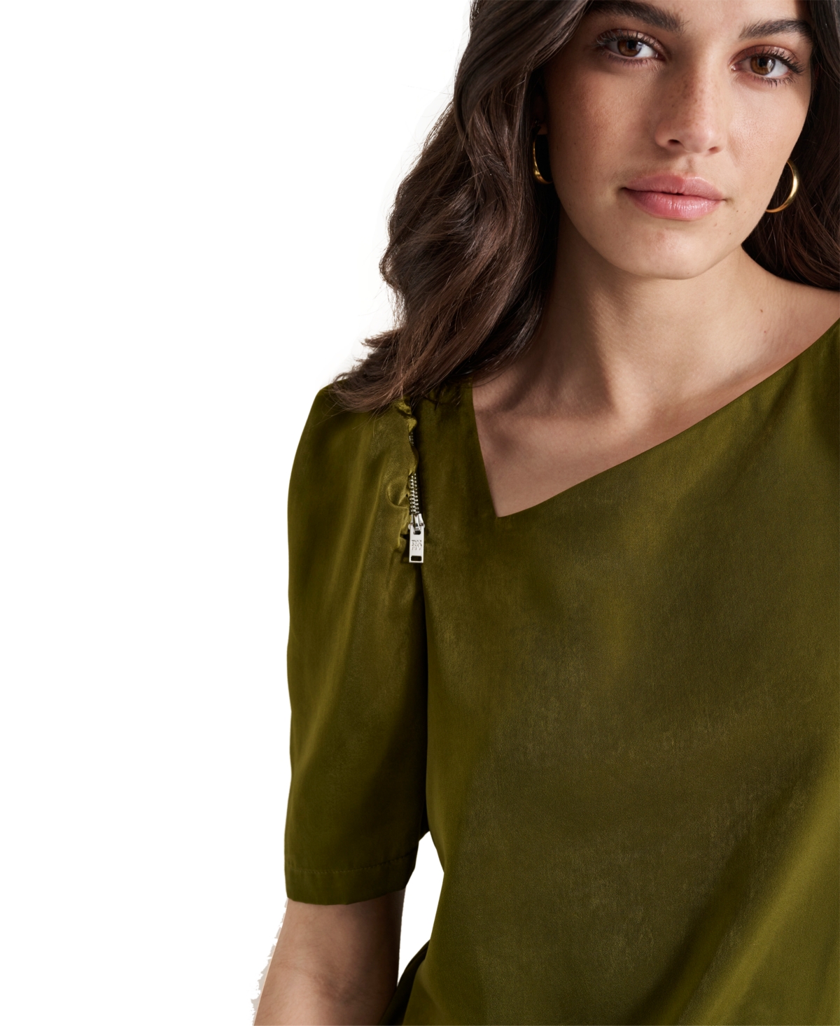 Dkny Women's Satin Puff-Sleeve Blouse