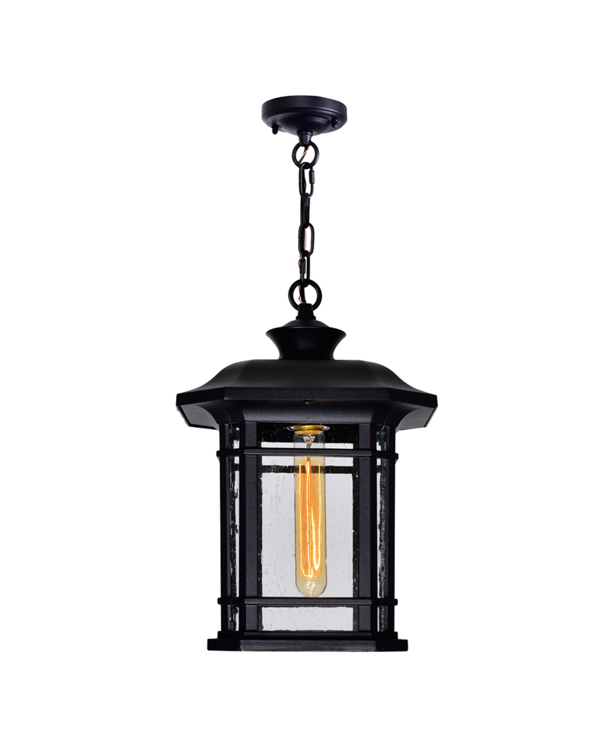 Cwi Lighting 15" Metal Blackburn 1 Light Outdoor Pendant In Black
