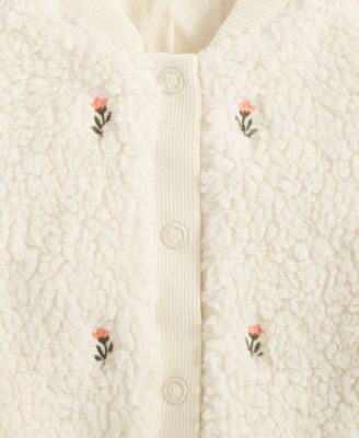 First Impressions Baby Girls Embroidered Faux-Sherpa Jacket, Created for Macy's  