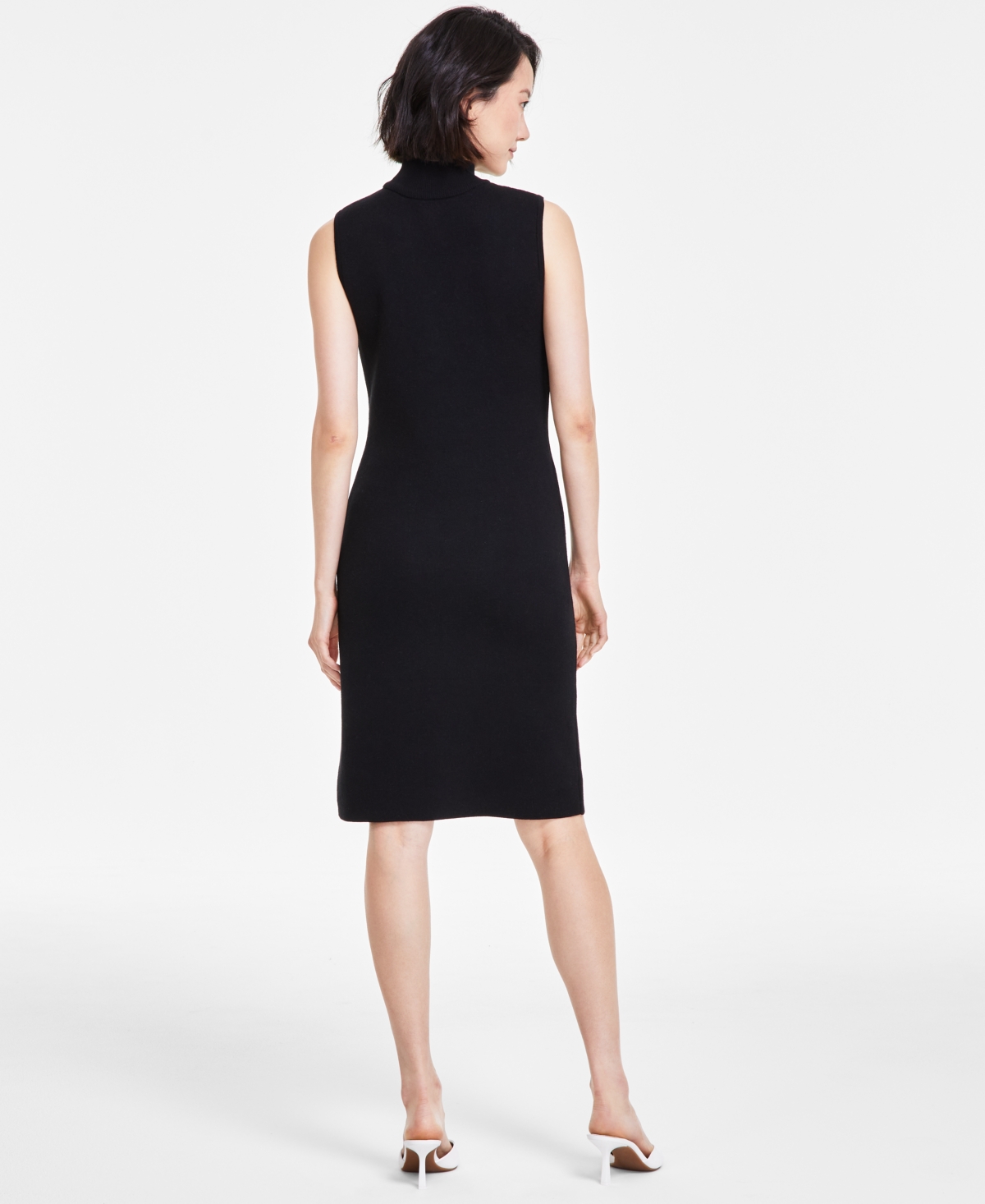 Anne Klein Women's Houndstooth Mock Neck Sleeveless Dress