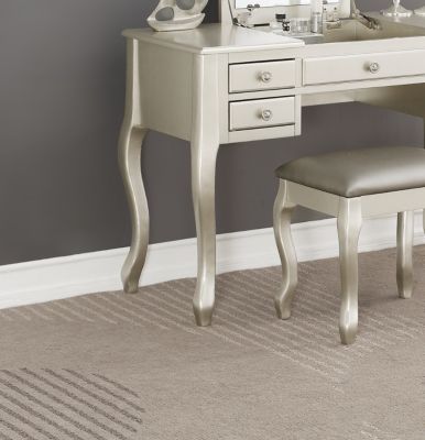 Silver Vanity Set with Unique Legs and Cushion Seat