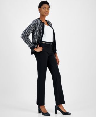 Anne Klein Women's Belted High-Rise Pull-On Pants