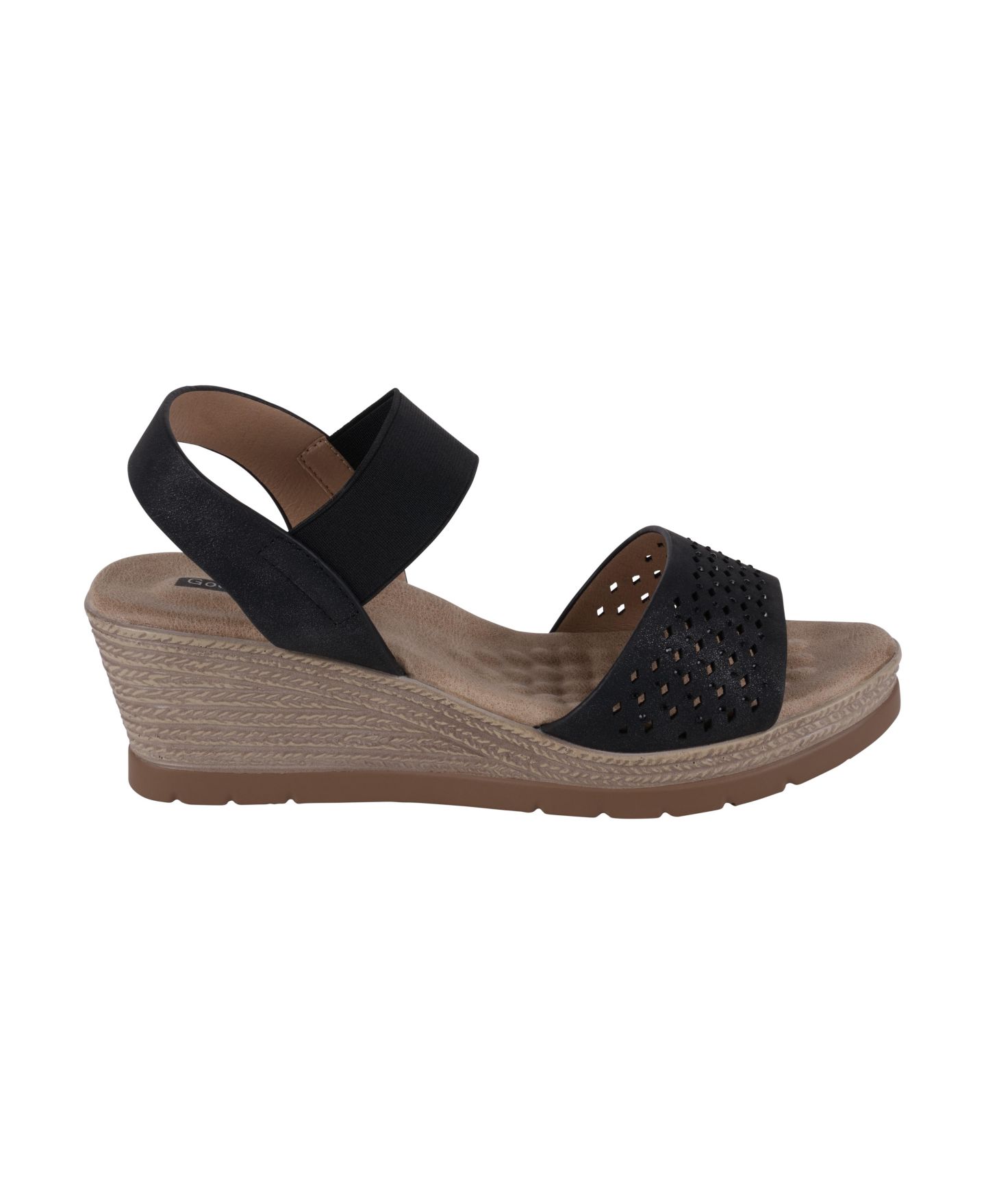 Женские сандалии GC Shoes Bane Embellished Elastic Double Band Wedge, цвет: Чёрный — фото 2