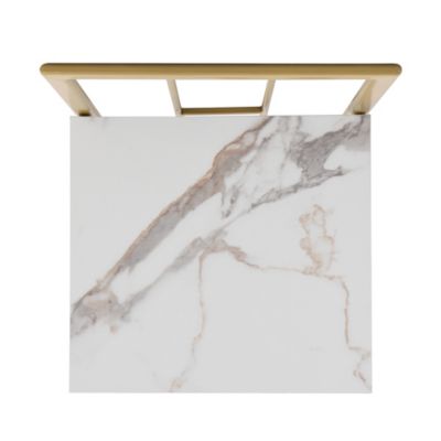 7-Piece Marble Table Set w/ Gold Base