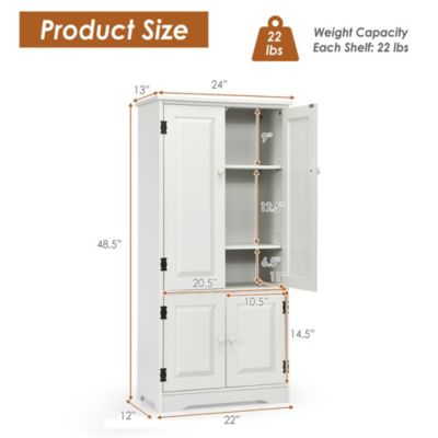 Accent Storage Cabinet Adjustable Shelves Antique 2 Door Floor Cabinet Cream