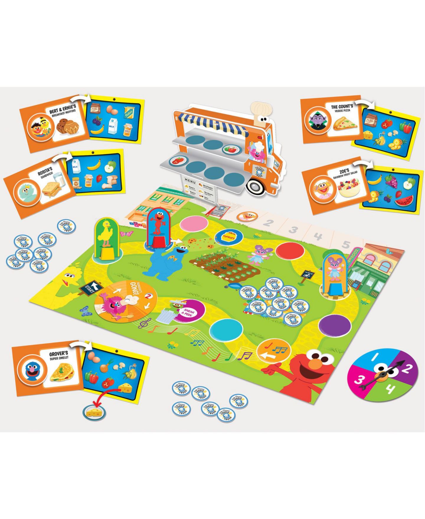 Детская настольная игра MasterPieces Puzzles Sesame Street Foodie Truck Cooperative Board Game, Ages 4+, цвет: Разноцветный — фото 2