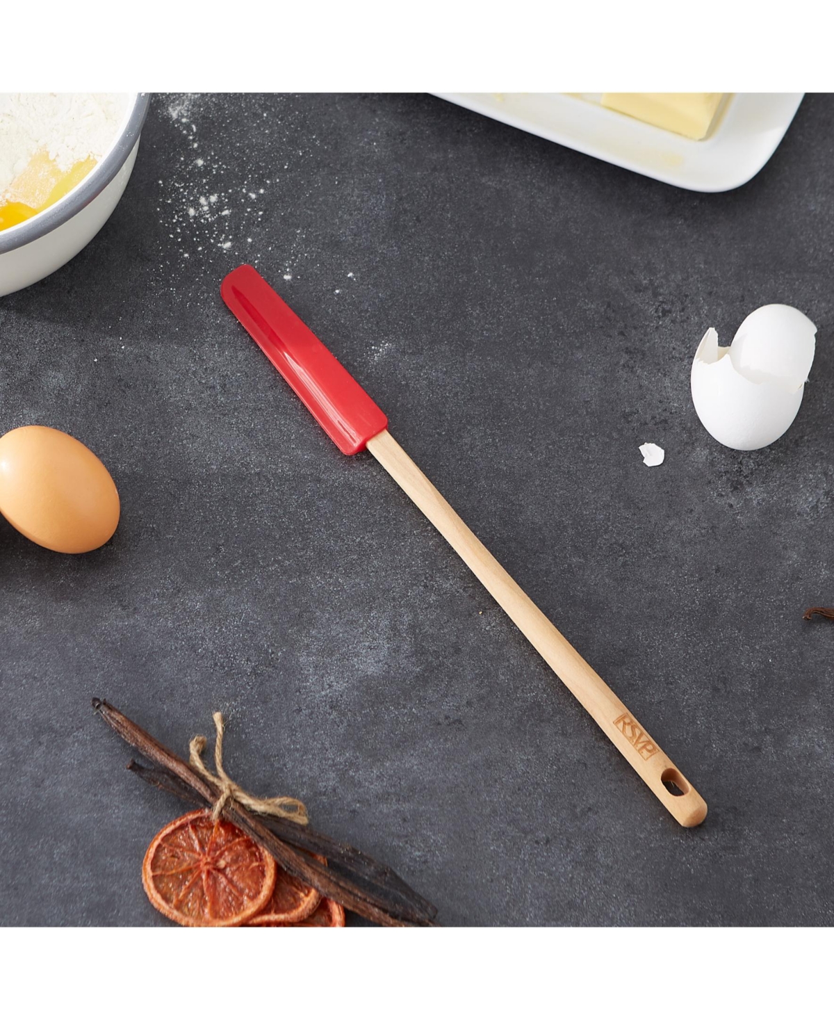 Rsvp International Silicone Wood 12x1" Red Skinny Spatula In Red