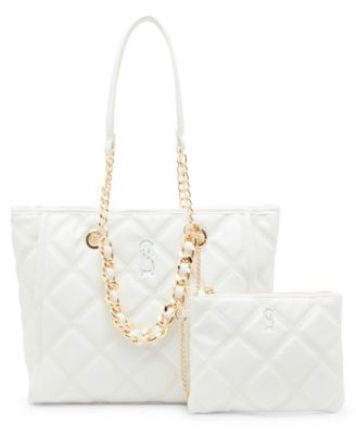 Katt Faux Leather Quilted Tote with Pouch