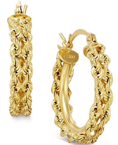 gold earrings hoop rope 14k chain heart