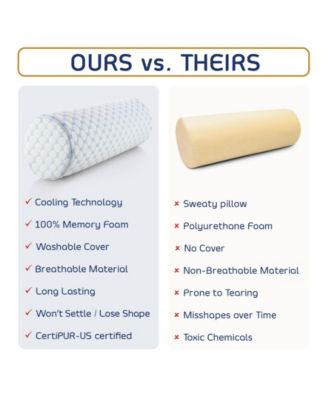 Memory Foam Neck Roll Bolster Cooling Cover Firm Density Pillow