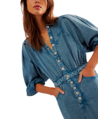 Free People Women's Mad Love Denim Maxi Dress - Macy's