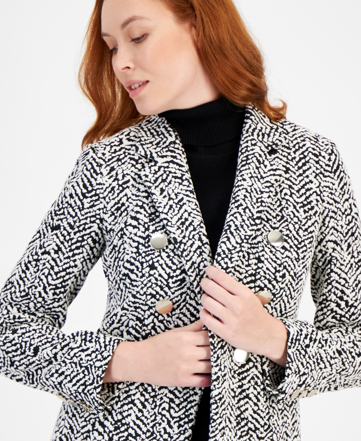 Anne Klein Women's Faux Double-Breasted Knit Blazer