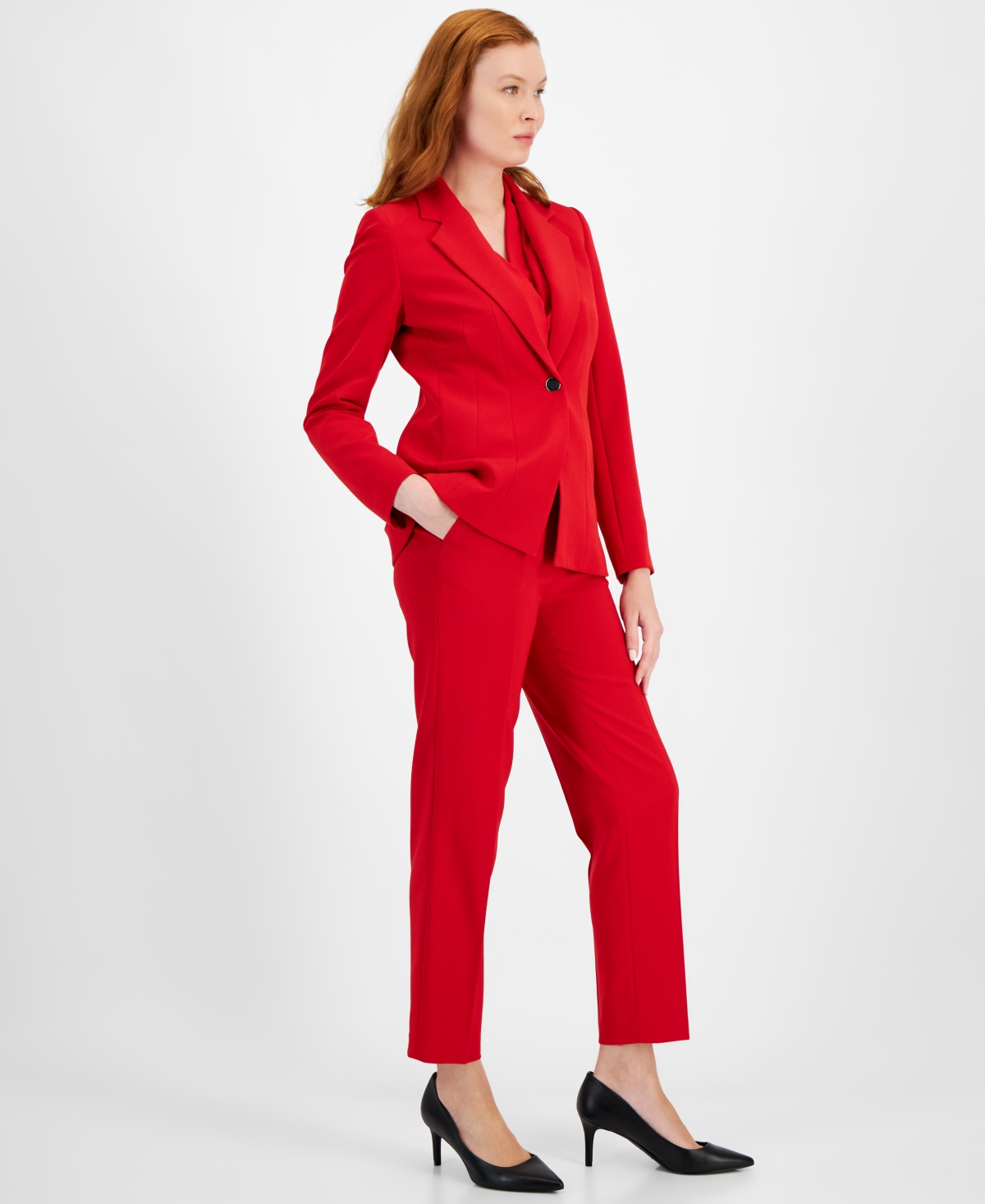 Anne Klein Women's Stretch Notch-Lapel Long-Sleeve Blazer