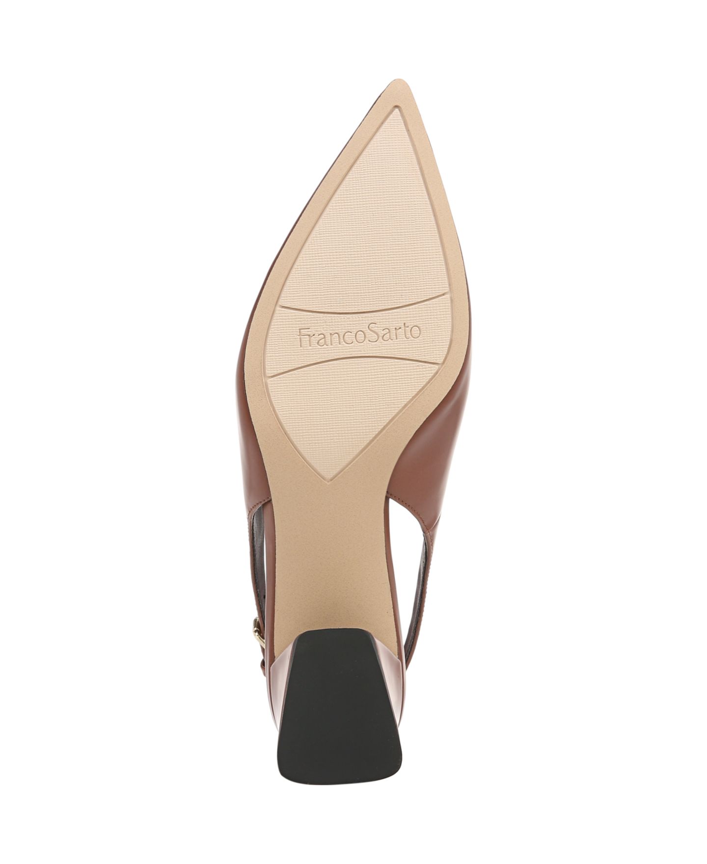 Женские туфли Franco Sarto Racer Pointed Toe Block Heel Slingback Pumps, цвет: Коричневый кожаный — фото 5