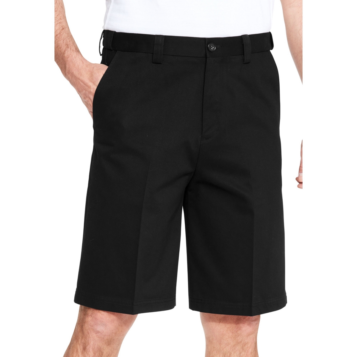 Men's Big & Tall Wrinkle-Free Expandable Waist Plain Front Shorts - Carbon