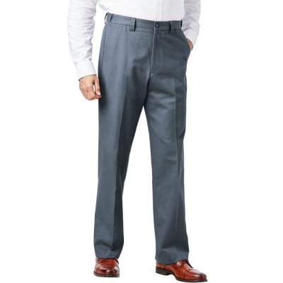 Big & Tall Relaxed Fit Wrinkle-Free Expandable Waist Plain Front Pants