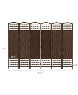 6 Panel Room Divider, Folding Screen, 5.6',