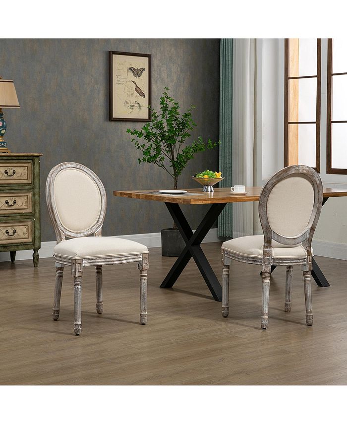 Vintage Armless Dining Chairs Set of 2, French Chic Side Chairs