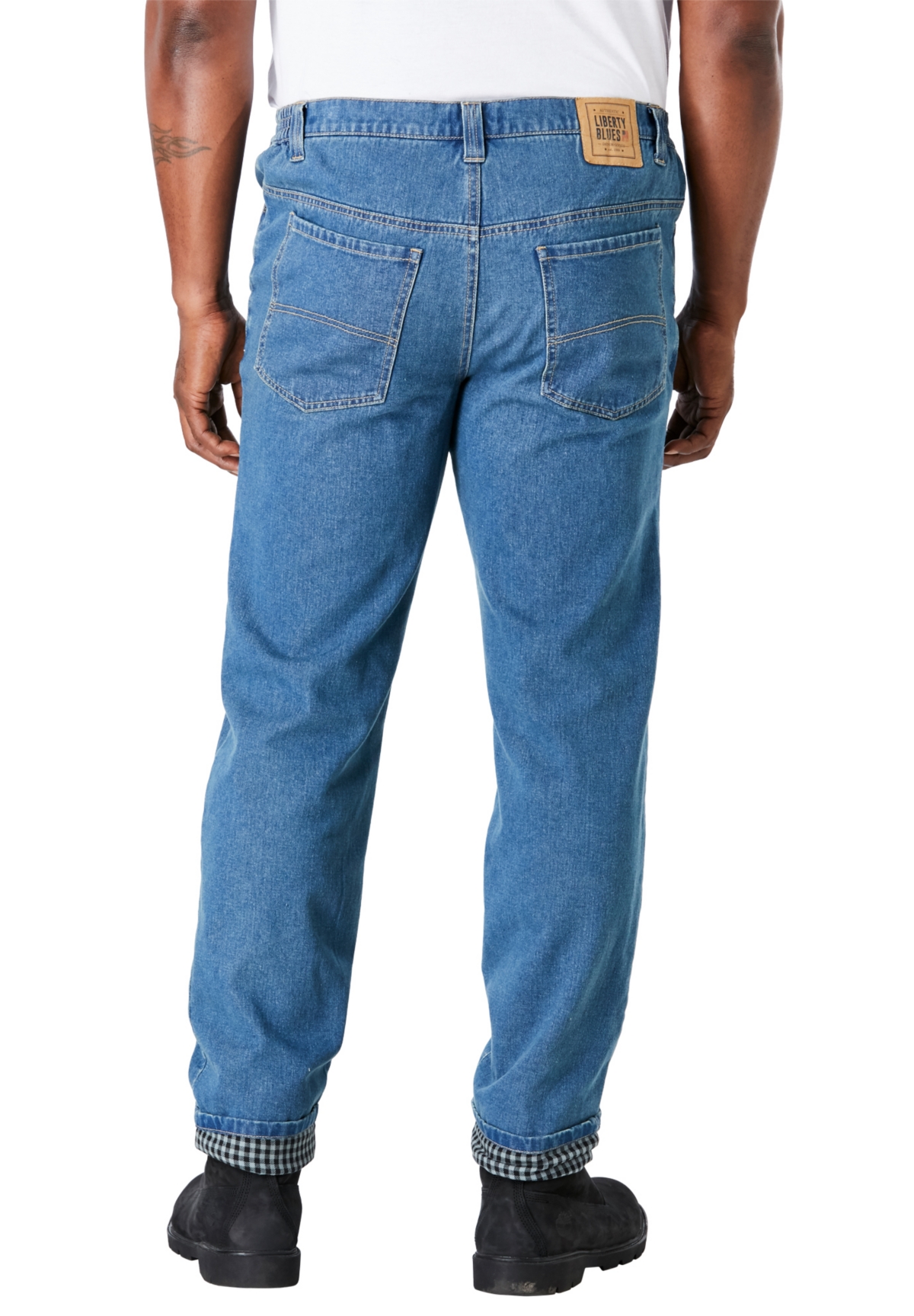 Liberty Blues Big & Tall by KingSize Flannel-Lined Side-Elastic Jeans