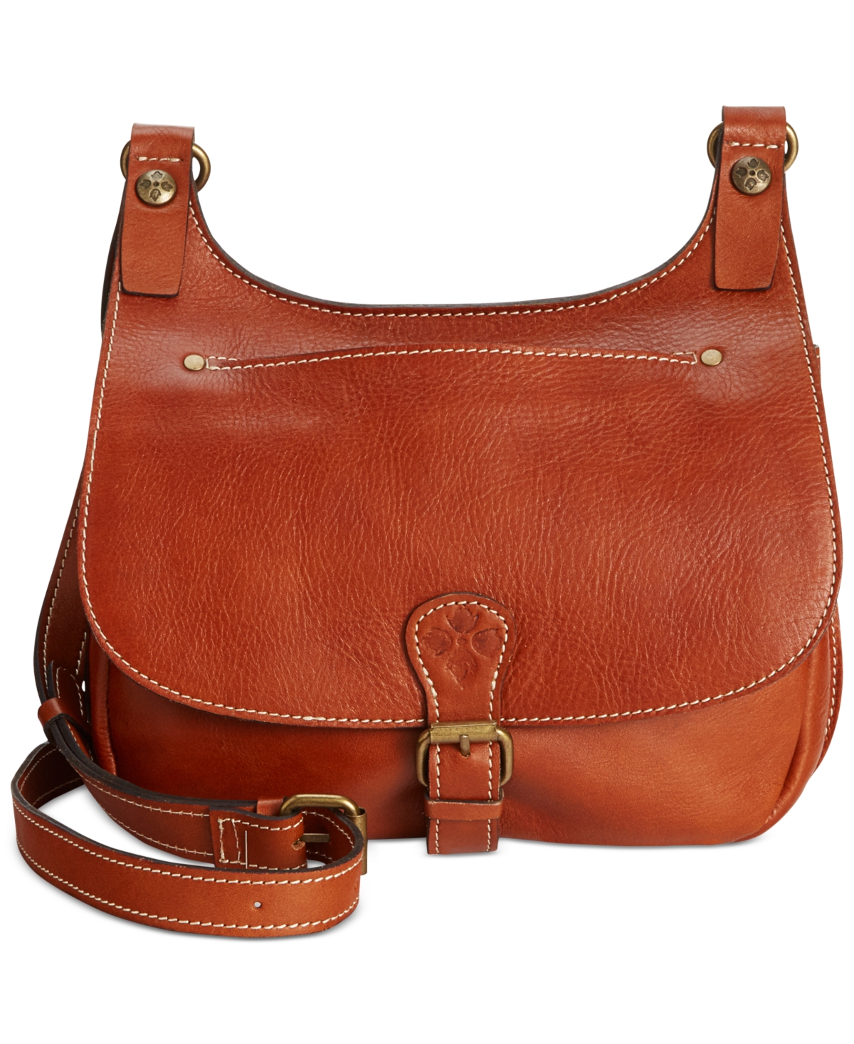 Patricia Nash London Smooth Leather Saddle Bag In Tan,gold