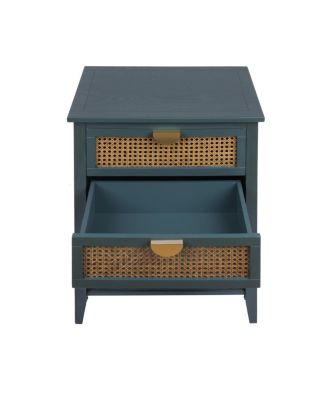 Rattan 2-Drawer Side Table