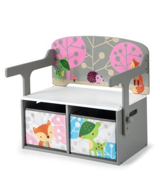3 in 1 Kids Convertible Activity Bench Children Table & Chair Set with 2 Bins