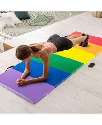 Tri-Folding Gymnastics Mat 6' x 4' Tumbling Mat for Kids with Carrying Handles