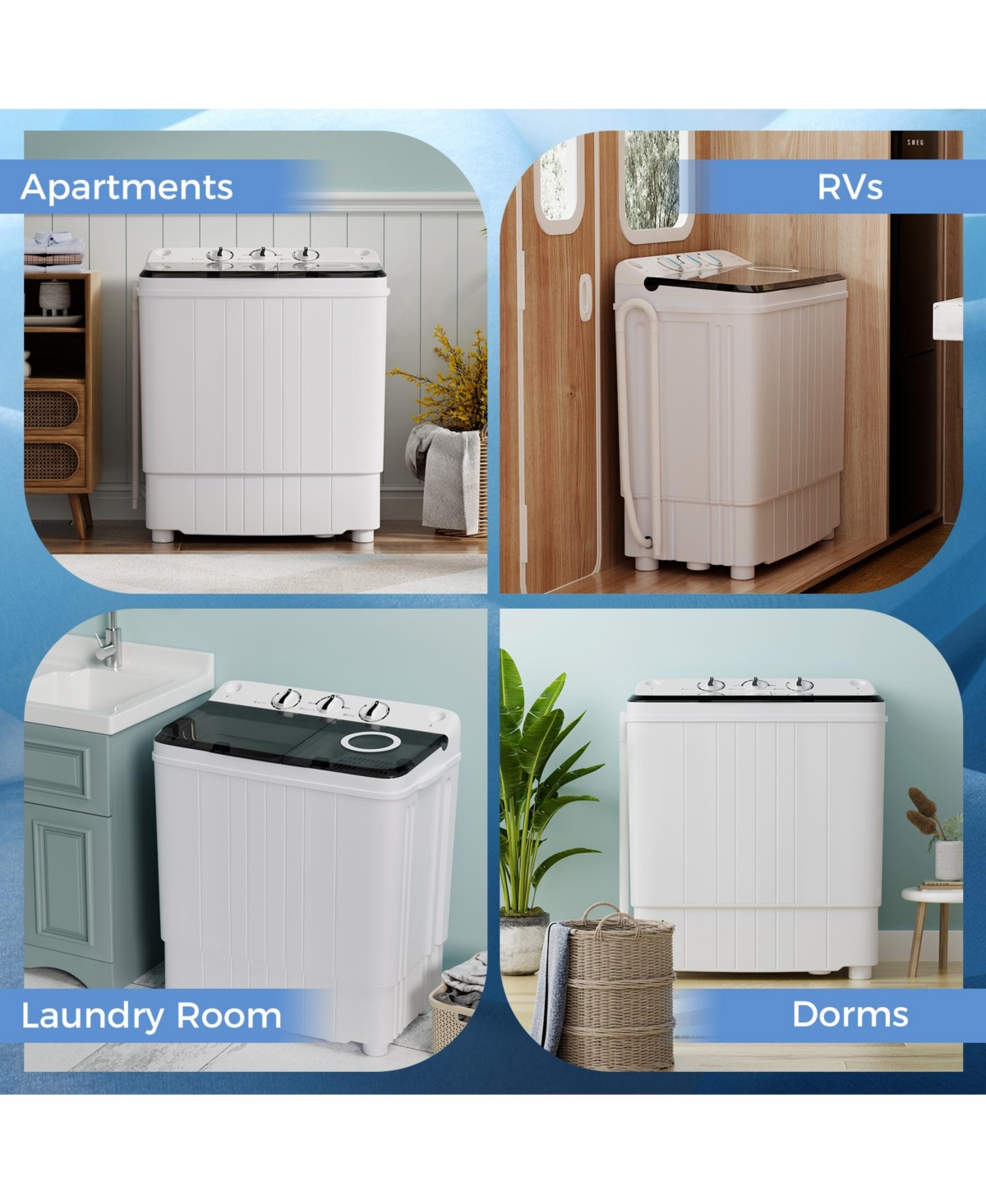 Costway Portable Washing Machine lbs Twin Tub Laundry Washer with Drain Pump
