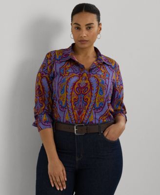 Lauren Ralph Lauren - Plus Size Collared Paisley Shirt