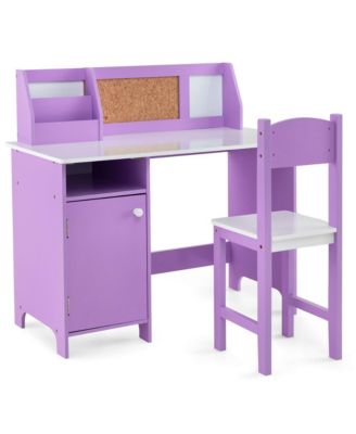 Kids Desk and Chair Set Study Writing Workstation with Bookshelf & Bulletin Board
