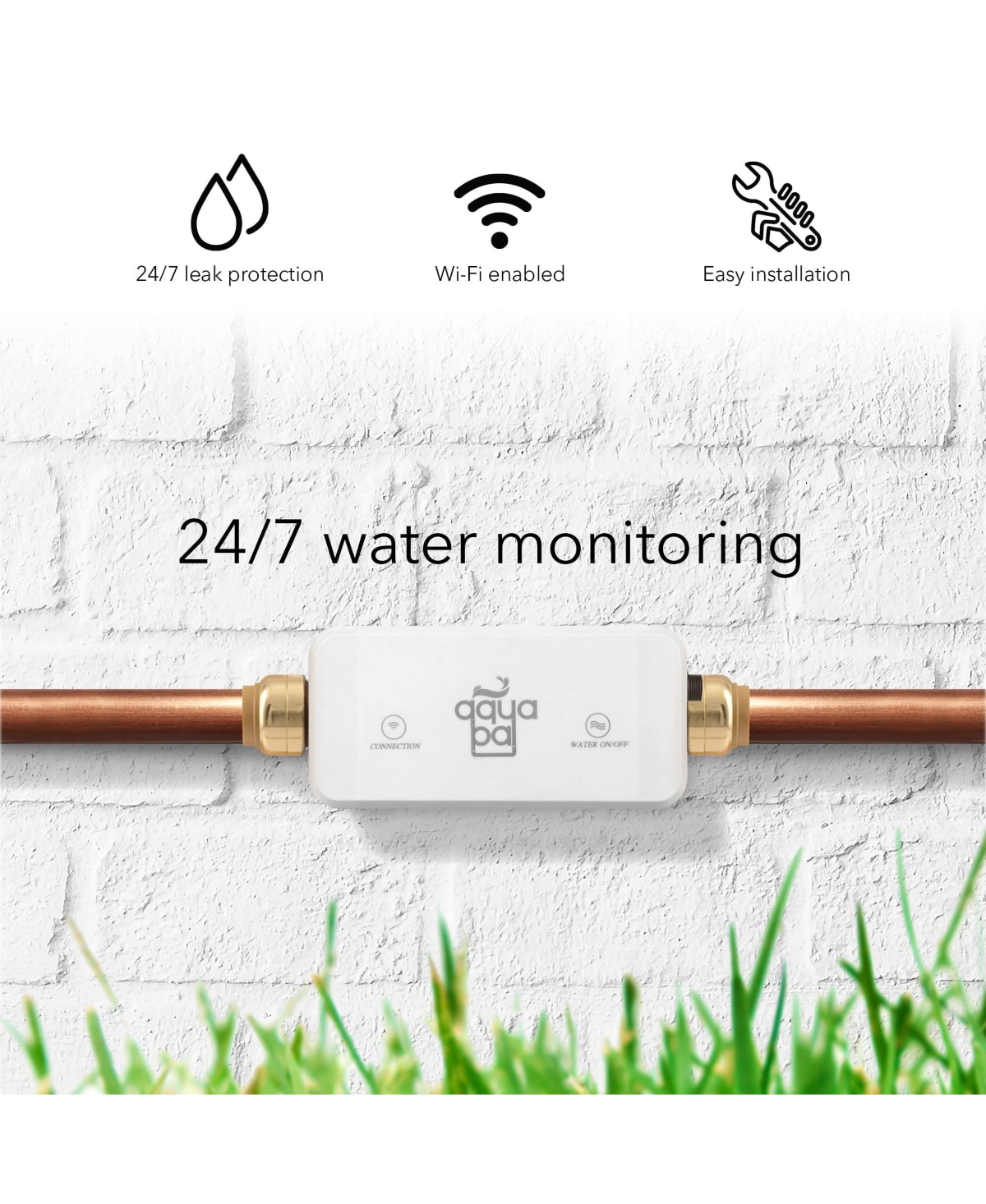 Wasserstein Aqua Pal Smart Leak Detector - Smart Water Sensor to Protect Your Home from Leaks Pack) - White