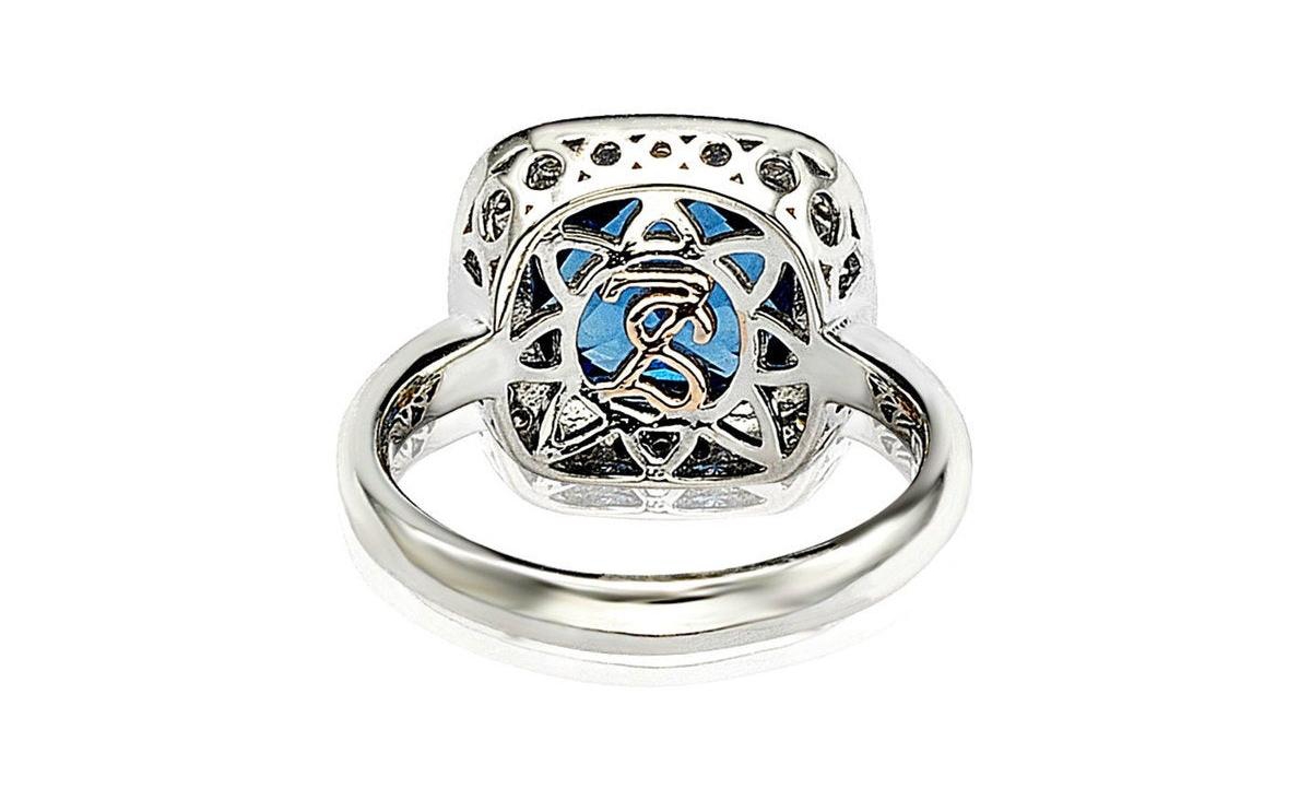 Suzy Levian New York Suzy Levian Sterling Silver Cubic Zirconia Cushion Halo Cocktail Ring
