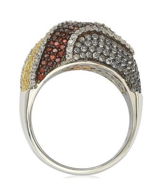Suzy Levian Sterling Silver Cubic Zirconia Multi-Color Wavy Ring