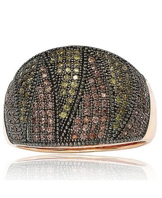 Suzy Levian Sterling Silver Cubic Zirconia Pave Wide Band Ring