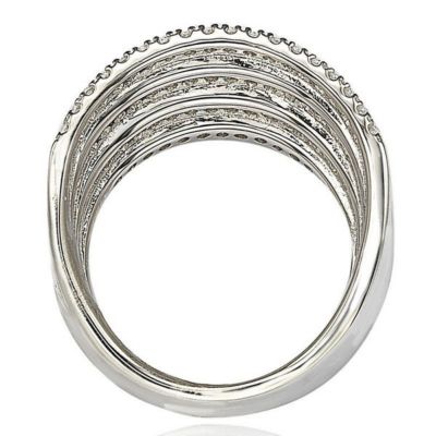 Sterling Silver Cubic Zirconia Pave Multi Level Ring