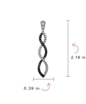 Black White Cubic Zirconia Pave Long Infinity Twist Drop Earrings Prom Cocktail Party CZ