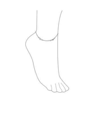 Multi Puff Station Hearts Charm Anklet Ankle Bracelet Beaded Ball Chain Sterling Silver 9 Inch Flexible