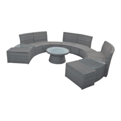 Streamdale Half-Moon Rattan Patio Sofa Set