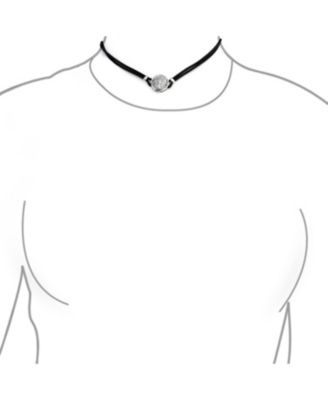 Round Disc Medallion Black Leather Celtic Sun Rising Wishing Tree Of Life Collar Necklace Sterling Silver