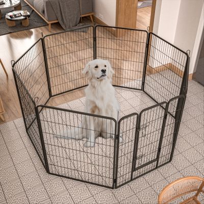 Heavy Duty Outdoor Dog Pen for Large Dogs - 8 Panel Metal Kennel