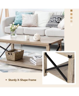 43.5'' Rustic Coffee Table Farmhouse Cocktail Table