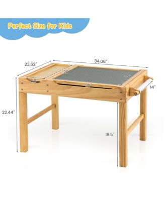 Kids Multi Activity Play Table Wooden Building Block Desk with Storage Paper Roll