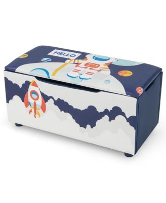 Kids Upholstered Storage Ottoman Bench Versatile Toy Chest Footrest Stool