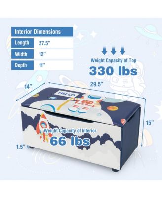 Kids Upholstered Storage Ottoman Bench Versatile Toy Chest Footrest Stool