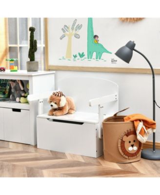 3-in-1 Kids Convertible Storage Bench Wood Activity Table and Chair Set