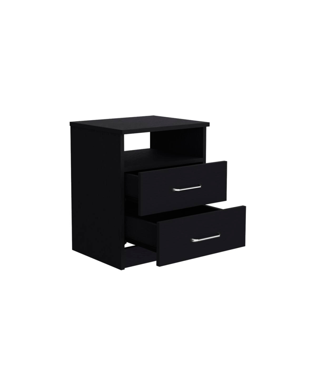 Streamdale Furniture Nightstand Olivenza, Two Drawers,Wengue Finish - Black