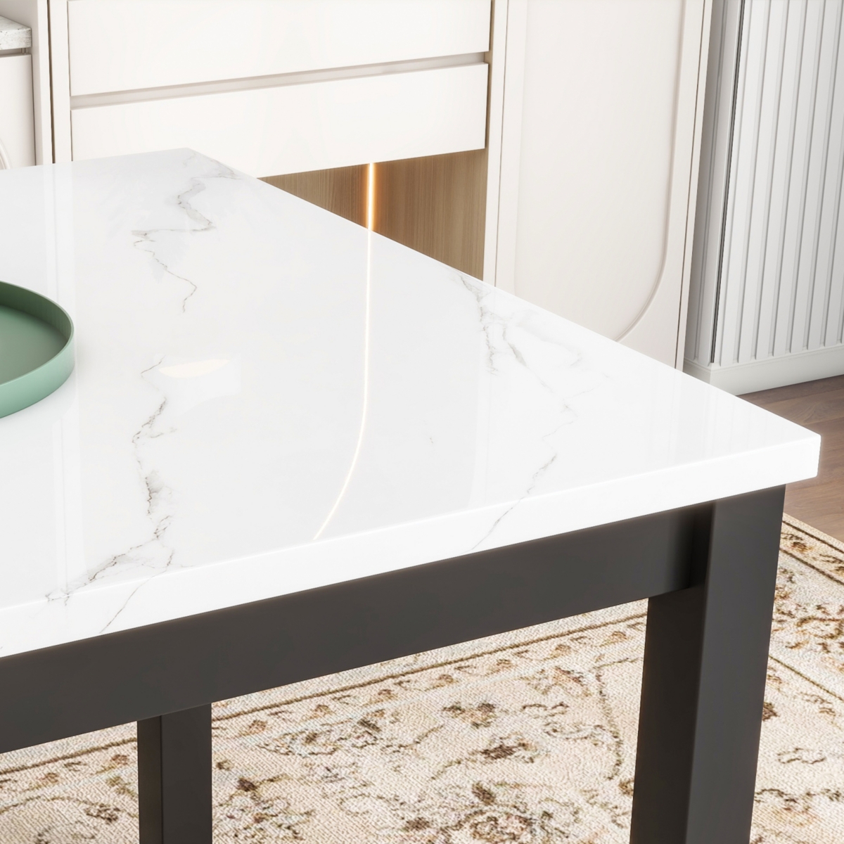 Streamdale Furniture 5-Piece Counter Height Dining Table Set -Velvet Chairs - Blue