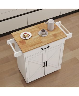 Rolling Kitchen Trolley Cart with Shelves & Towel Rack