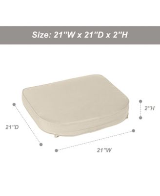 outdoor chair cushions (21" x 21") made of soft, fade resistant polyester with invisible zippers, tie straps, and easy cleaning, set of 4.